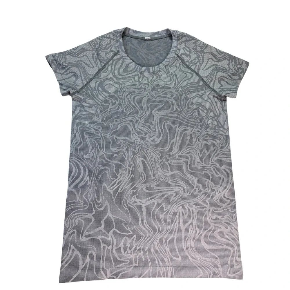 Lululemon Swiftly Tech Short Sleeve 2.0‎ Marble Mix Rhino Grey White Size 8